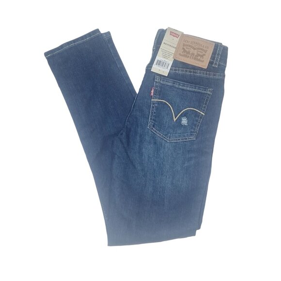 Levis Boyfriend Jeans Size 10 Regular - Adjustable Waistband Relaxed Fit Dark Wa - Picture 5 of 6